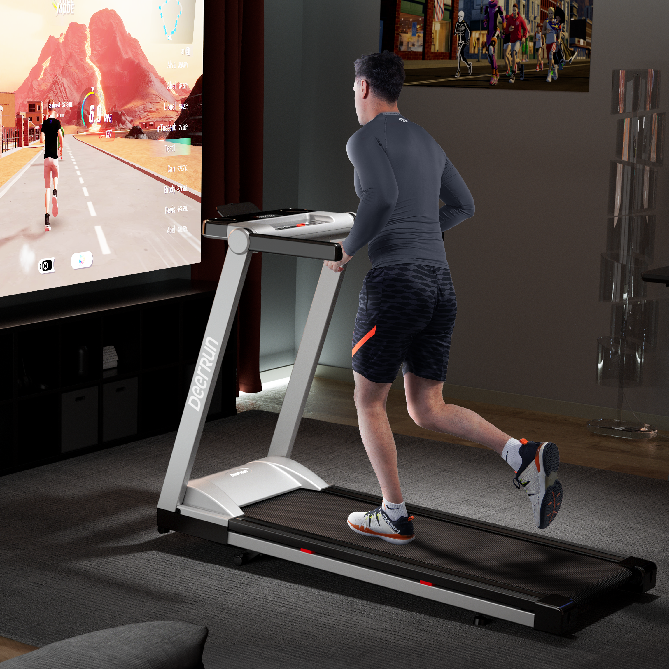 DeerRun A1 Pro Move+ – Tapis de course pliable avec inclinaison de 6 % | Puce de mise à niveau 2025 et prise en charge NFC | Capacité de charge de 158 kg, jusqu'à 16 km/h